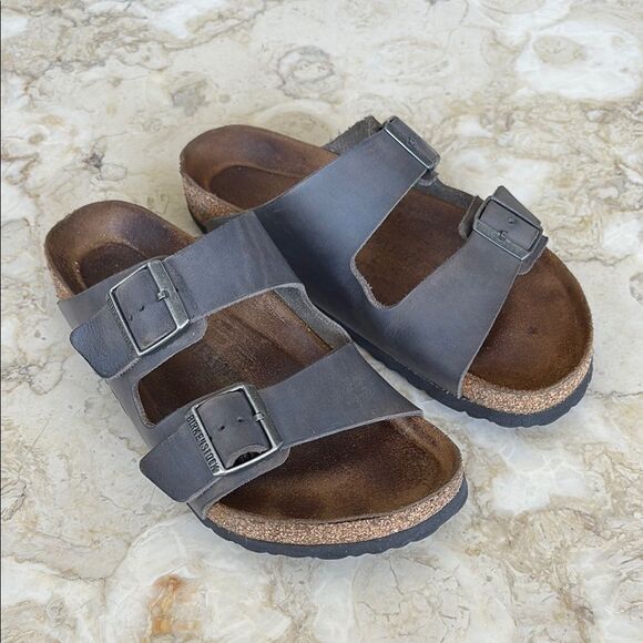 Birkenstock Arizona Soft Footbed - Nubuck Leather Concrete Grey - Picture 2 of 13